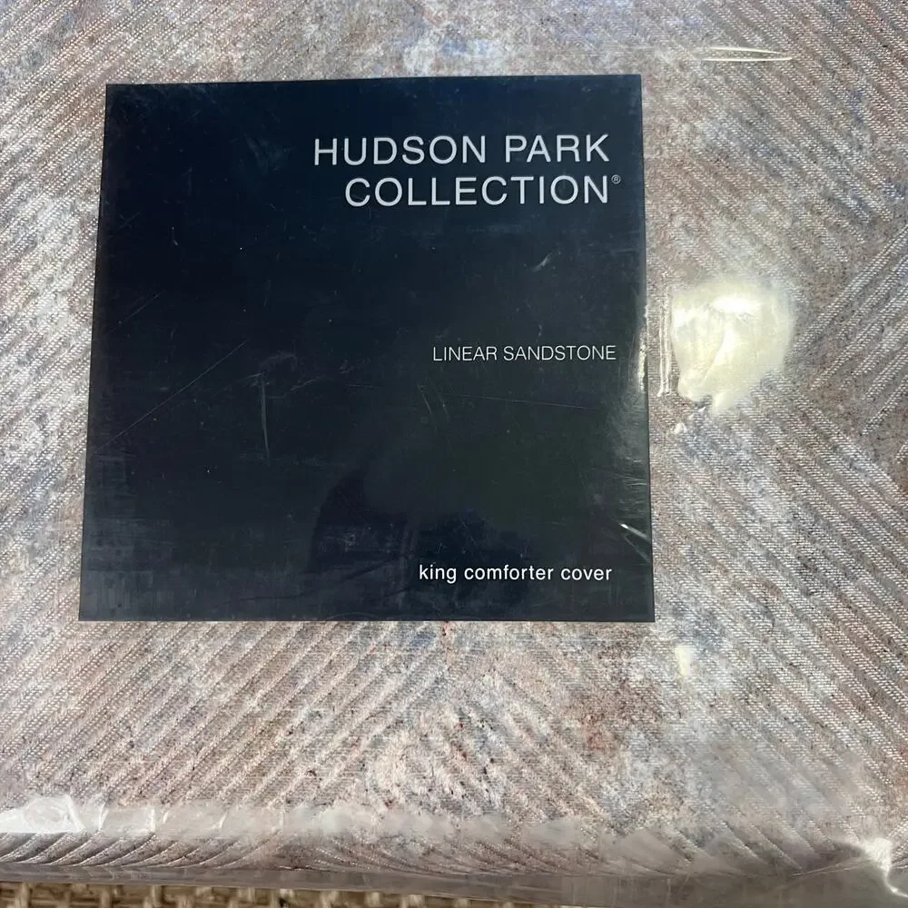 Hudson Park Collection King Comforter Cover - Linear Sandstone